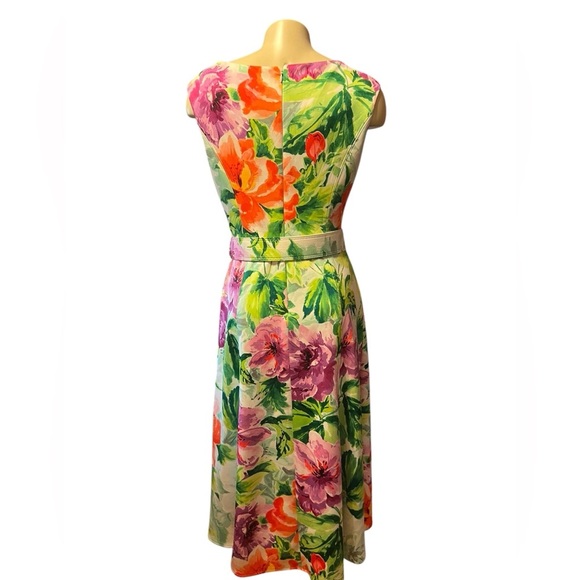 Donna Ricco Green Sundress Short Sleeve Scoop Neck Midi - Picture 7 of 14